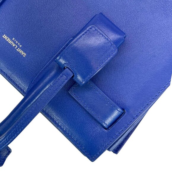 Yves Saint Laurent Sac de Jour Nano Leather Crossbody Bag Blue - Picture 4 of 11